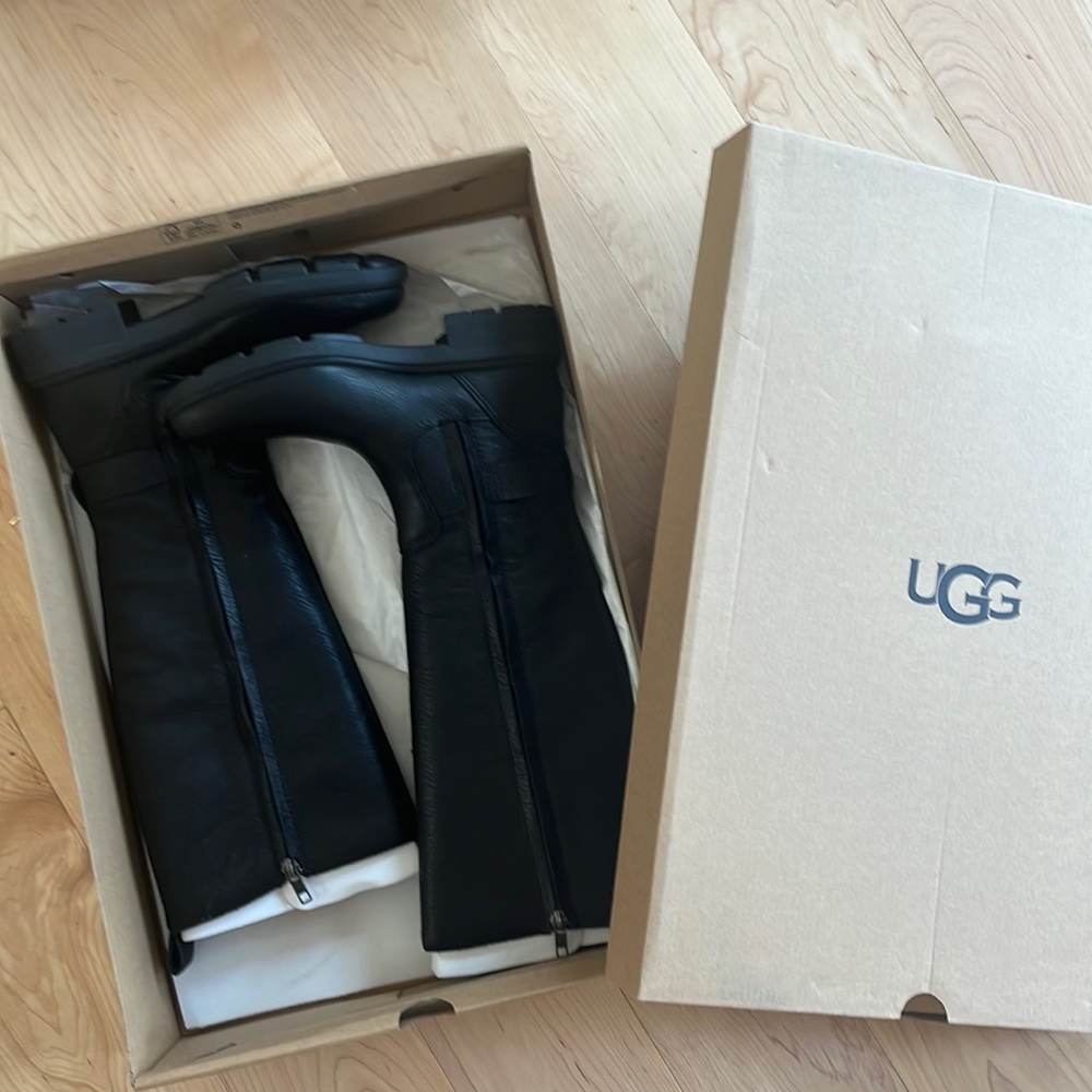 Knee high leather Ugg boots